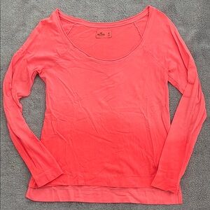 Hollister Women's Neon Orange Ombré Long Sleeve Top